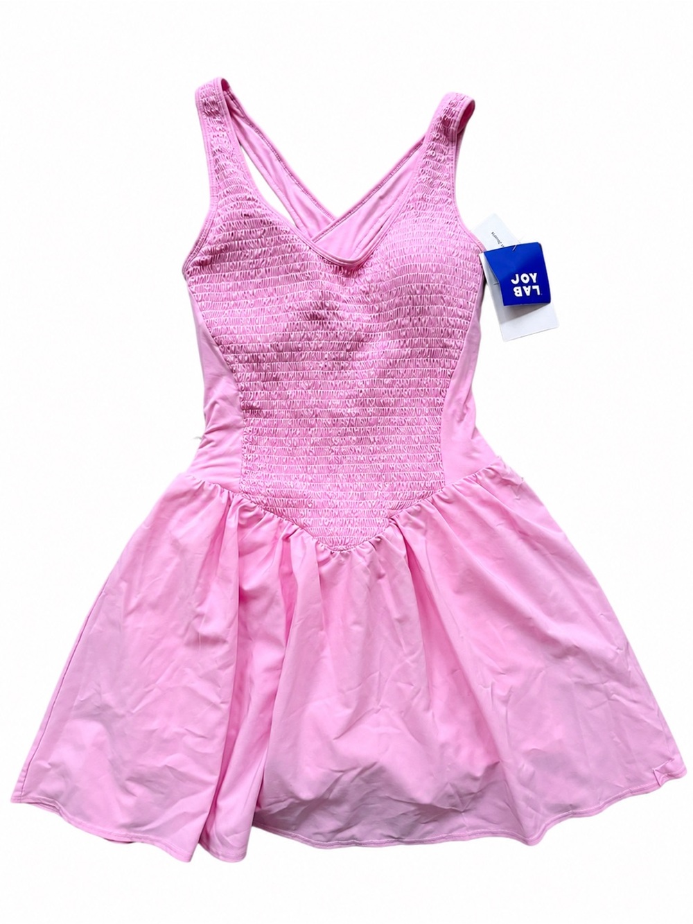 LAB JOY Pink Athletic Dress Built-In Shorts Smocked Tennis Golf Dress NWT